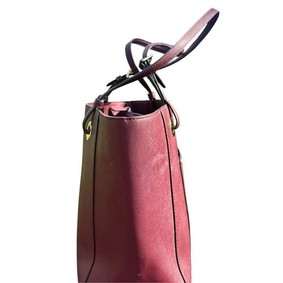 Michael Kors Walsh maroon Merlot structured multifunctional tote bag career - Picture 3 of 13